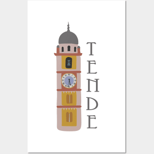 Clock tower - Tende Cathedral Posters and Art